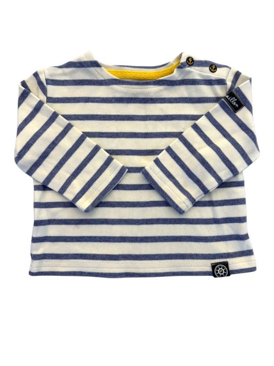 Moussaillon Blue & White Stripe Shirt size 6M - second hand baby clothing
