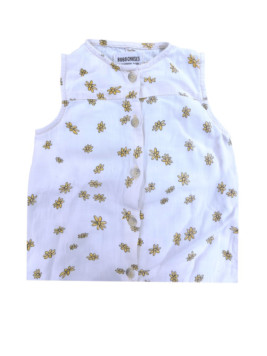 Bobo Choses White Daisy Jumpsuit size 6-12M - second hand baby clothing