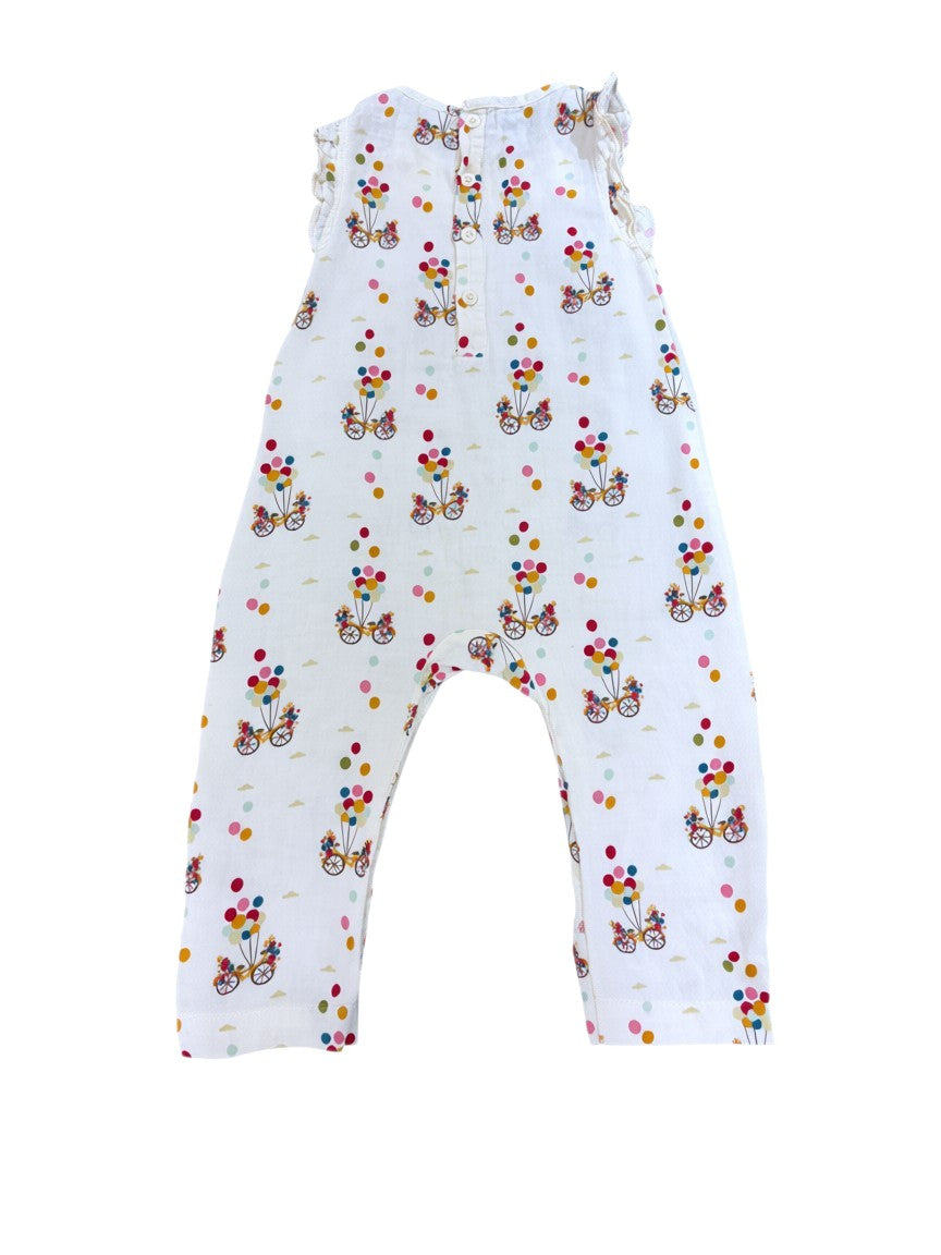 Little Green Radicals White Balloon Bicycle Romper size 18-24M - second hand baby clothing