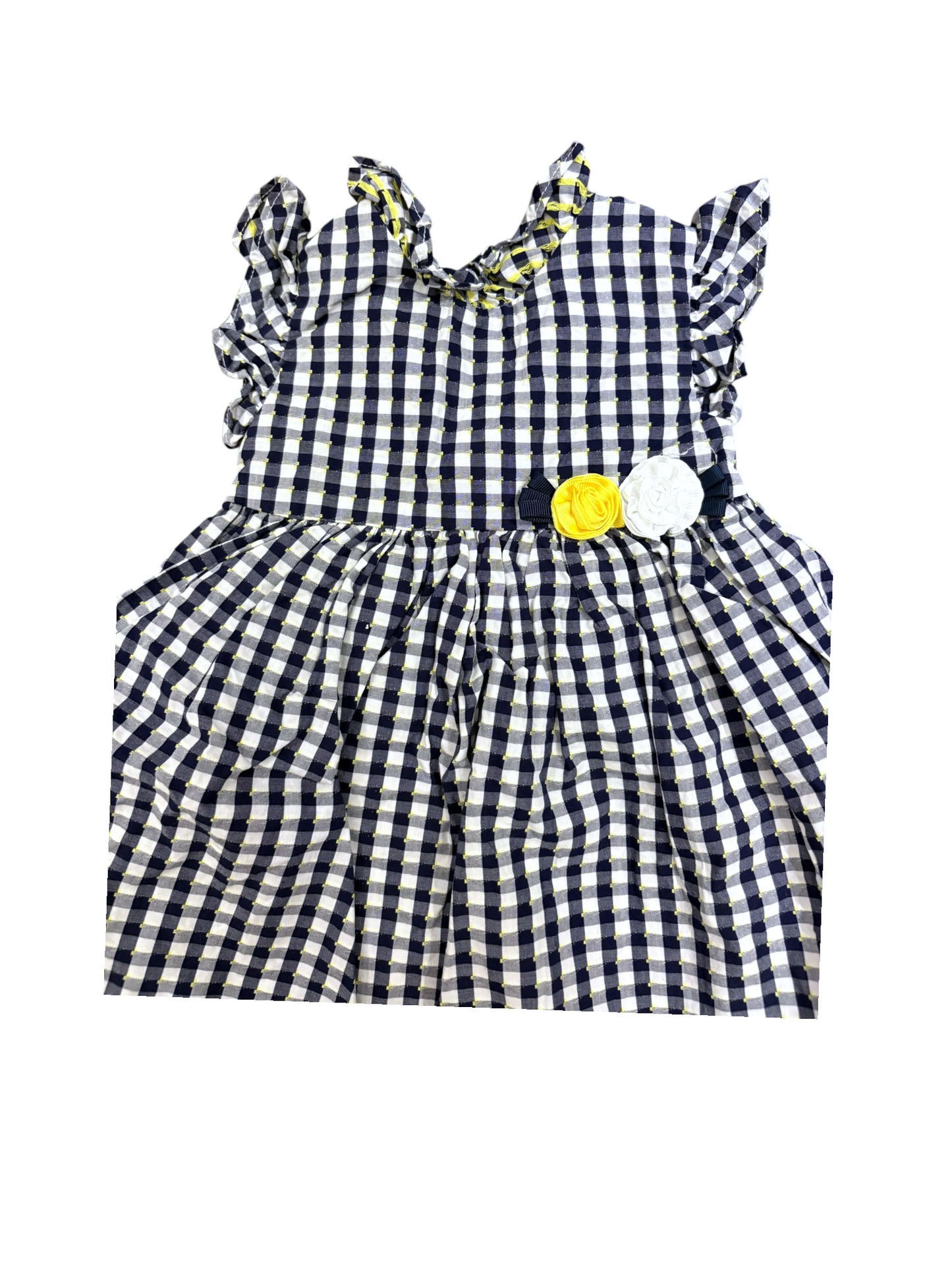 Mayoral Navy Gingham Dress & Bloomers Set size 18-24M - second hand baby clothing