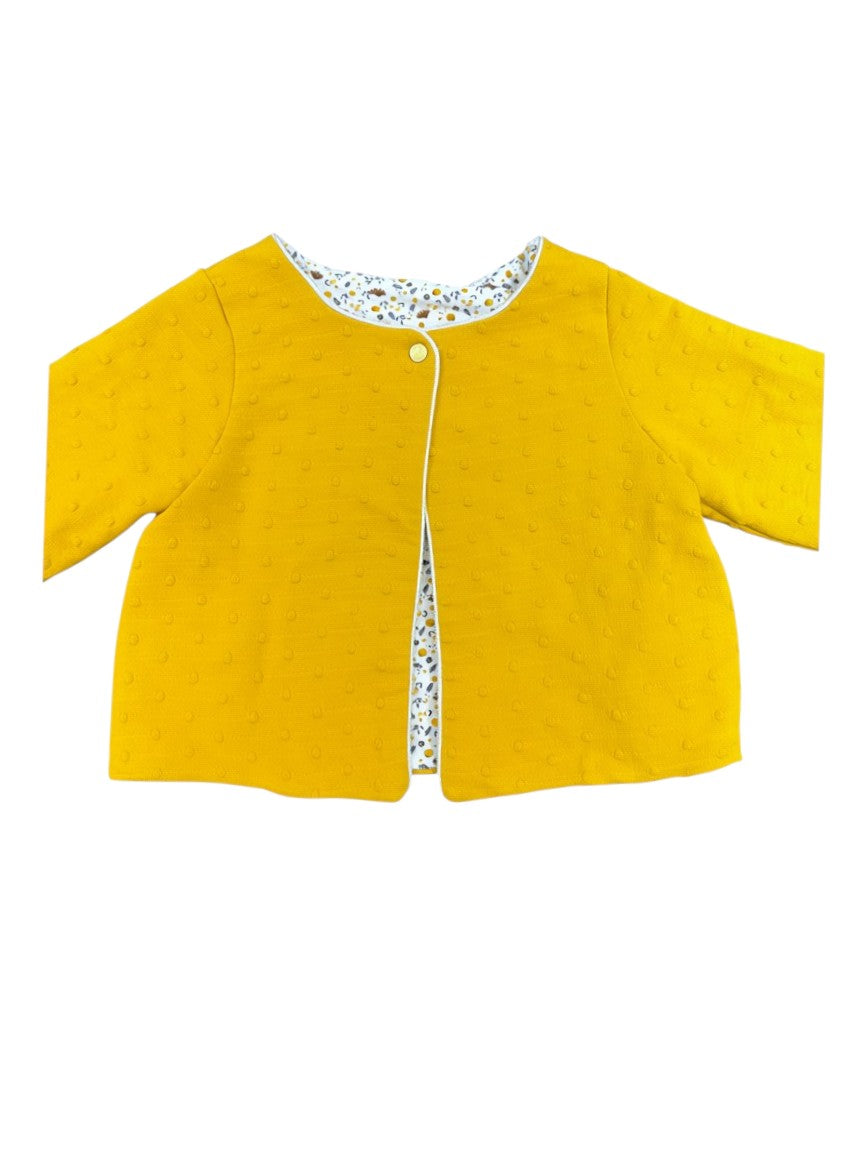 Obaïbi White & Mustard Giraffe Set size 12M - second hand baby clothing