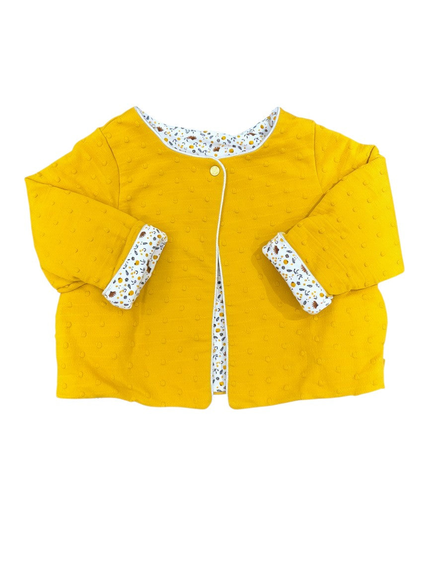 Obaïbi White & Mustard Giraffe Set size 12M - second hand baby clothing