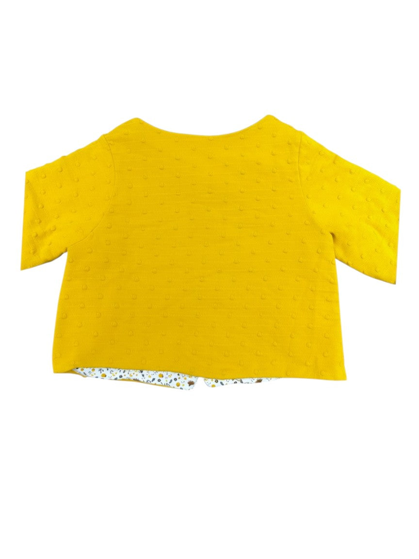 Obaïbi White & Mustard Giraffe Set size 12M - second hand baby clothing