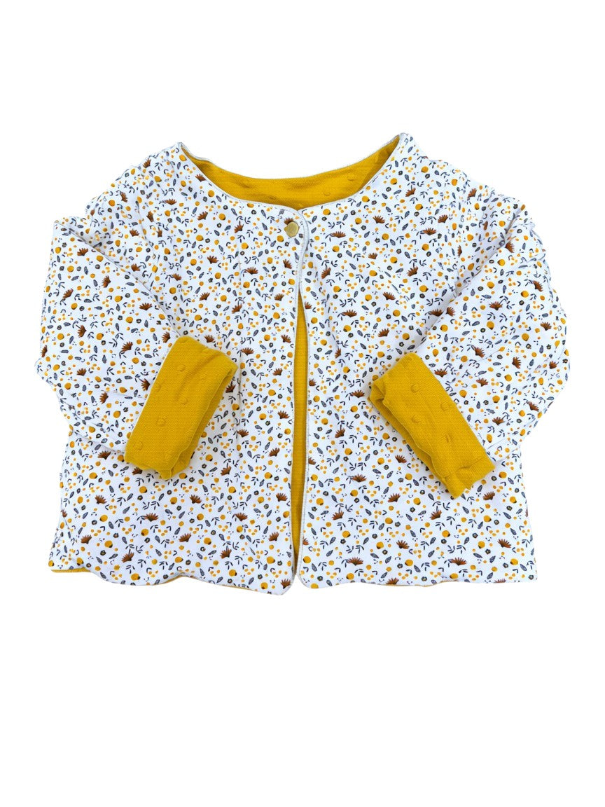 Obaïbi White & Mustard Giraffe Set size 12M - second hand baby clothing