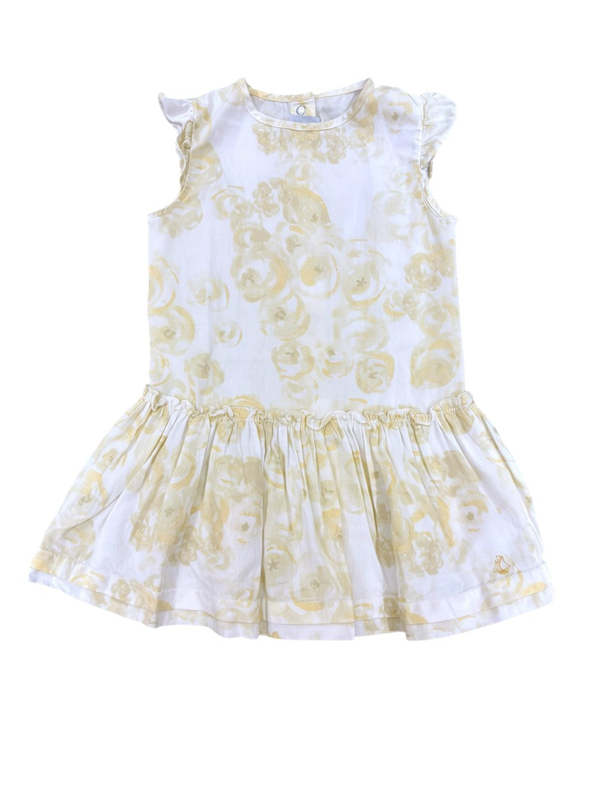 Petit Bateau Ivory Floral Dress size 24M - second hand baby clothing
