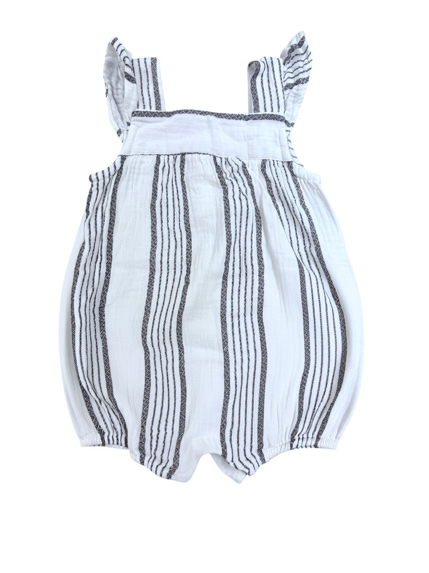 Obaïbi Navy Striped Bubble Romper size 18M - second hand baby clothing