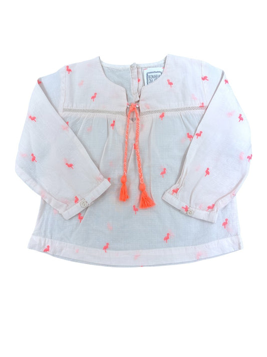 Bonheur du Jour Pink Flamingo Blouse (12M / 80)