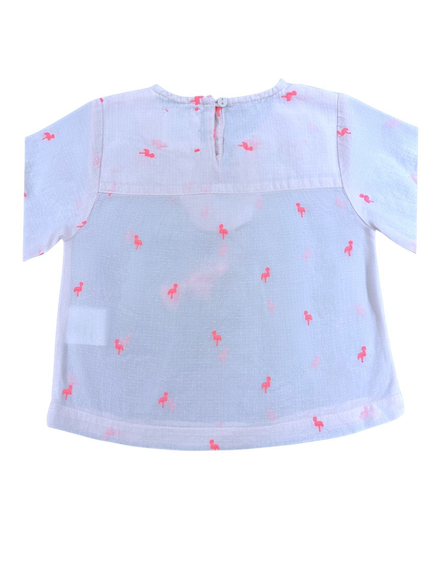 Bonheur du Jour Pink Flamingo Blouse size 12M - second hand baby clothing