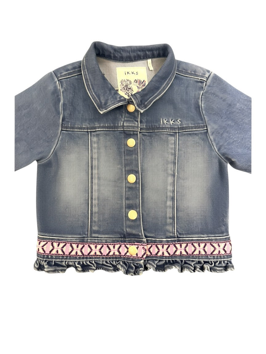 IKKS Blue Denim Ruffle Jacket size 18-24M - second hand baby clothing