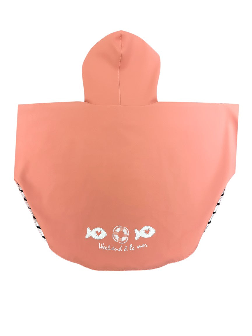 Weekend à la Mer Coral Hooded Rain Cape size 6M - second hand baby clothing