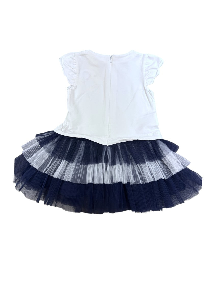 Mayoral White & Navy Tutu Set size 18-24M - second hand baby clothing