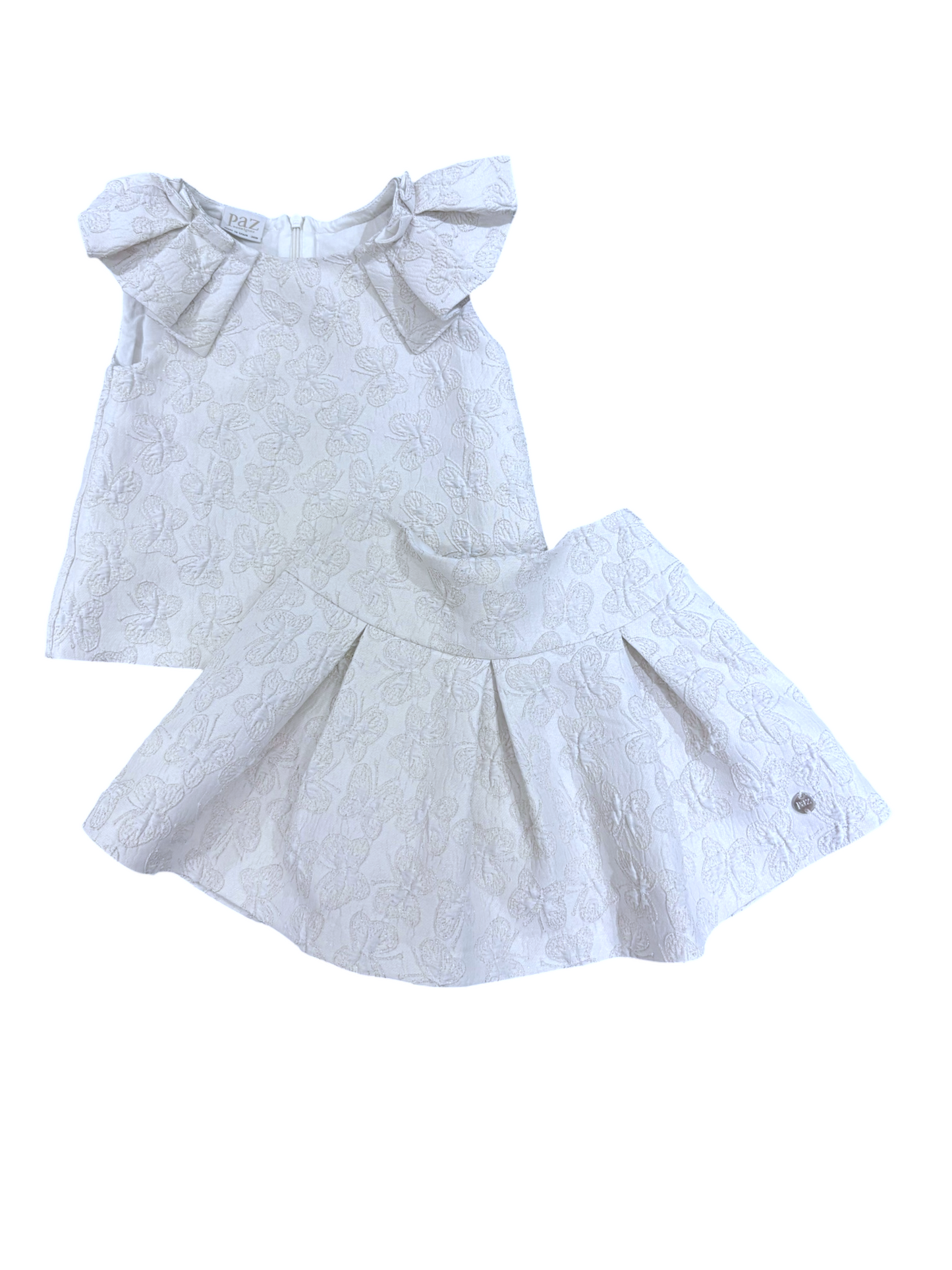 PAZ Rodriguez Ivory Embroidered Top & Skirt Set size 3Y - second hand baby clothing