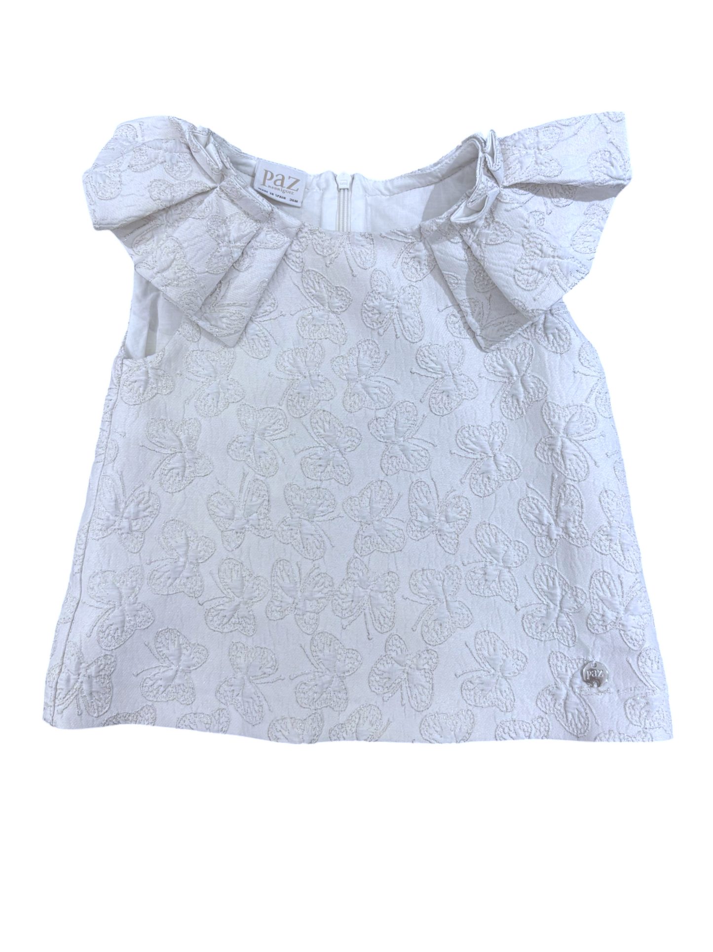 PAZ Rodriguez Ivory Embroidered Top & Skirt Set size 3Y - second hand baby clothing