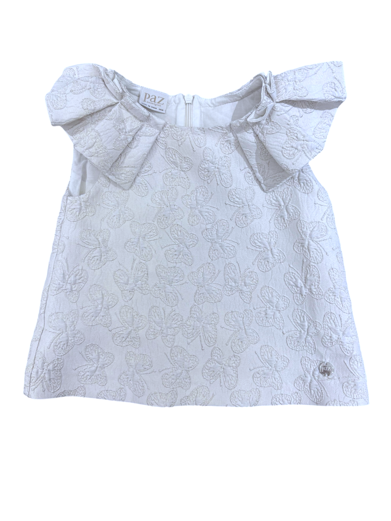 PAZ Rodriguez Ivory Embroidered Top & Skirt Set size 3Y - second hand baby clothing