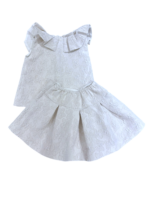 PAZ Rodriguez Ivory Embroidered Top & Skirt Set (3Y / 98)