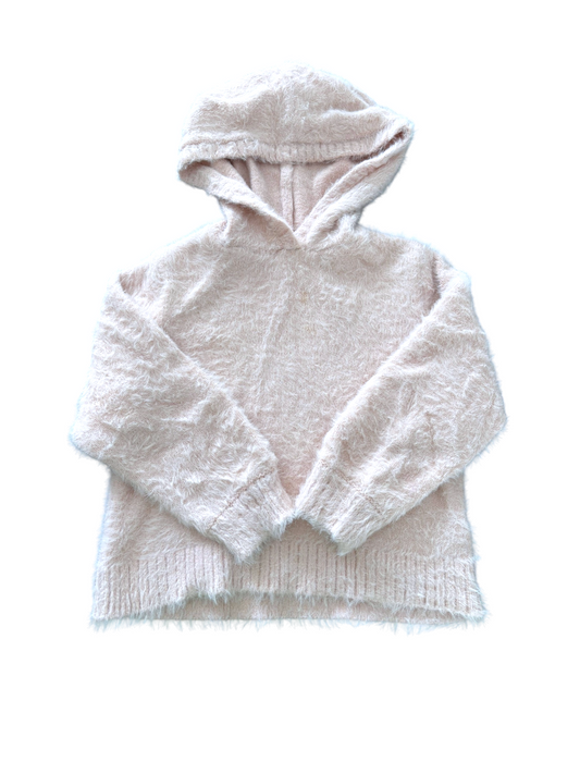 H&M Girl Light Pink Fluffy Knit Hooded Sweater & Pants Set, 2-4Y / 98-104