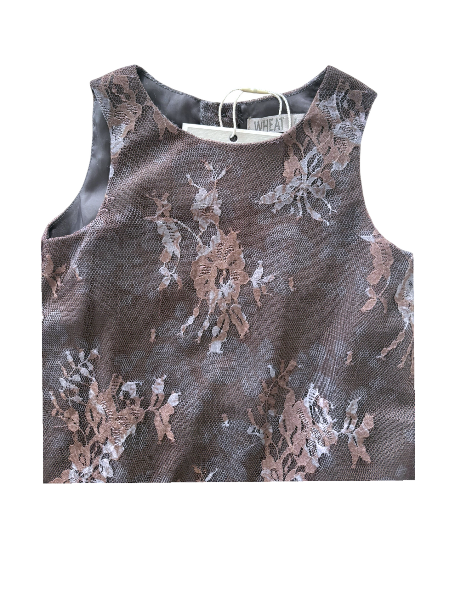 Wheat Girl Indigo Brown Floral Lace Party Dress, 12M / 80