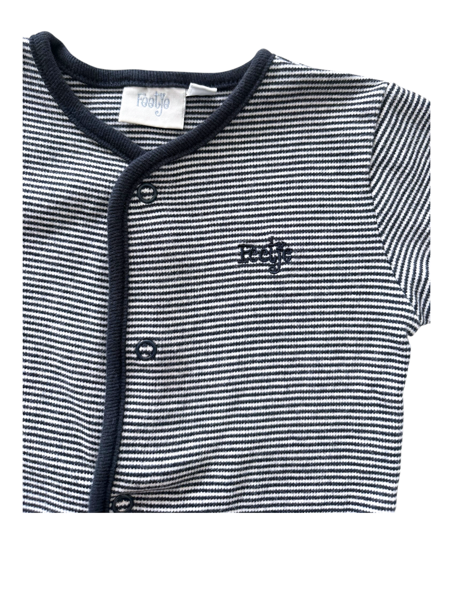 Feetje Unisex Navy White Striped Cotton Footed Pyjama, 9M / 74