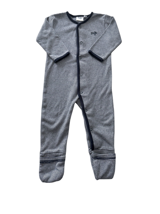 Feetje Unisex Navy White Striped Cotton Footed Pyjama, 9M / 74 - second hand baby clothing