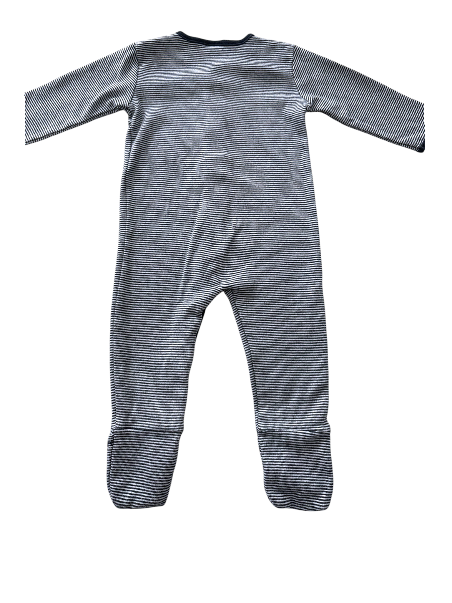 Feetje Unisex Navy White Striped Cotton Footed Pyjama, 9M / 74 - second hand baby clothing