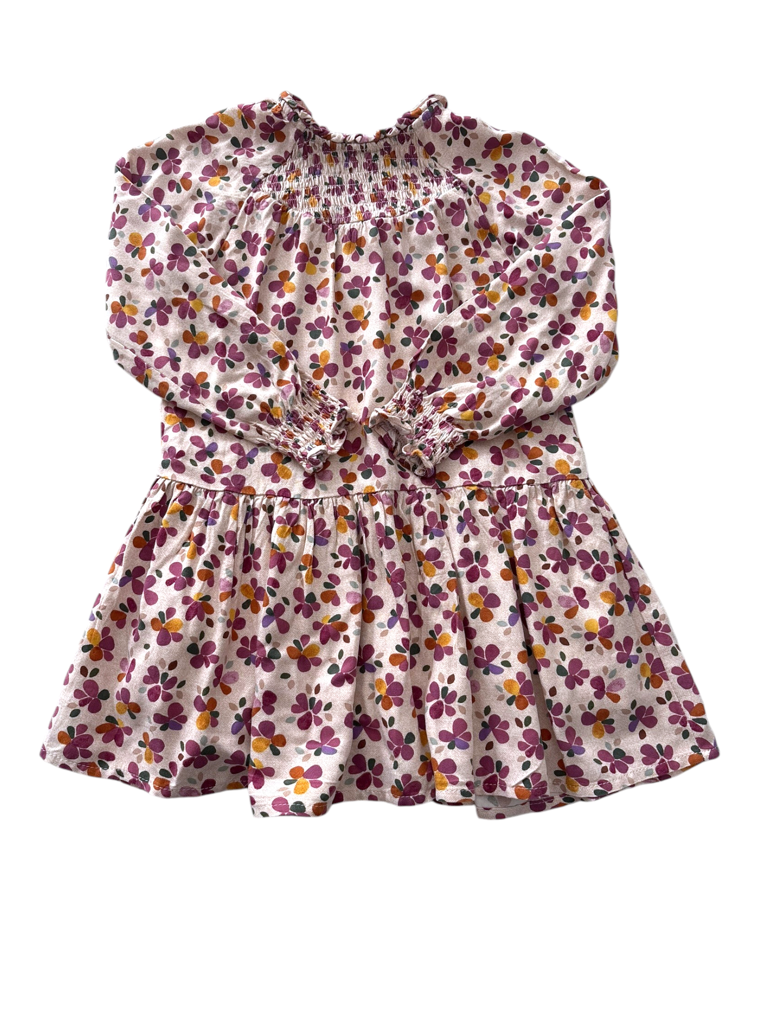 Mayoral Girl Multicolour Floral Cotton Smocked Dress, 4Y / 104 - second hand baby clothing