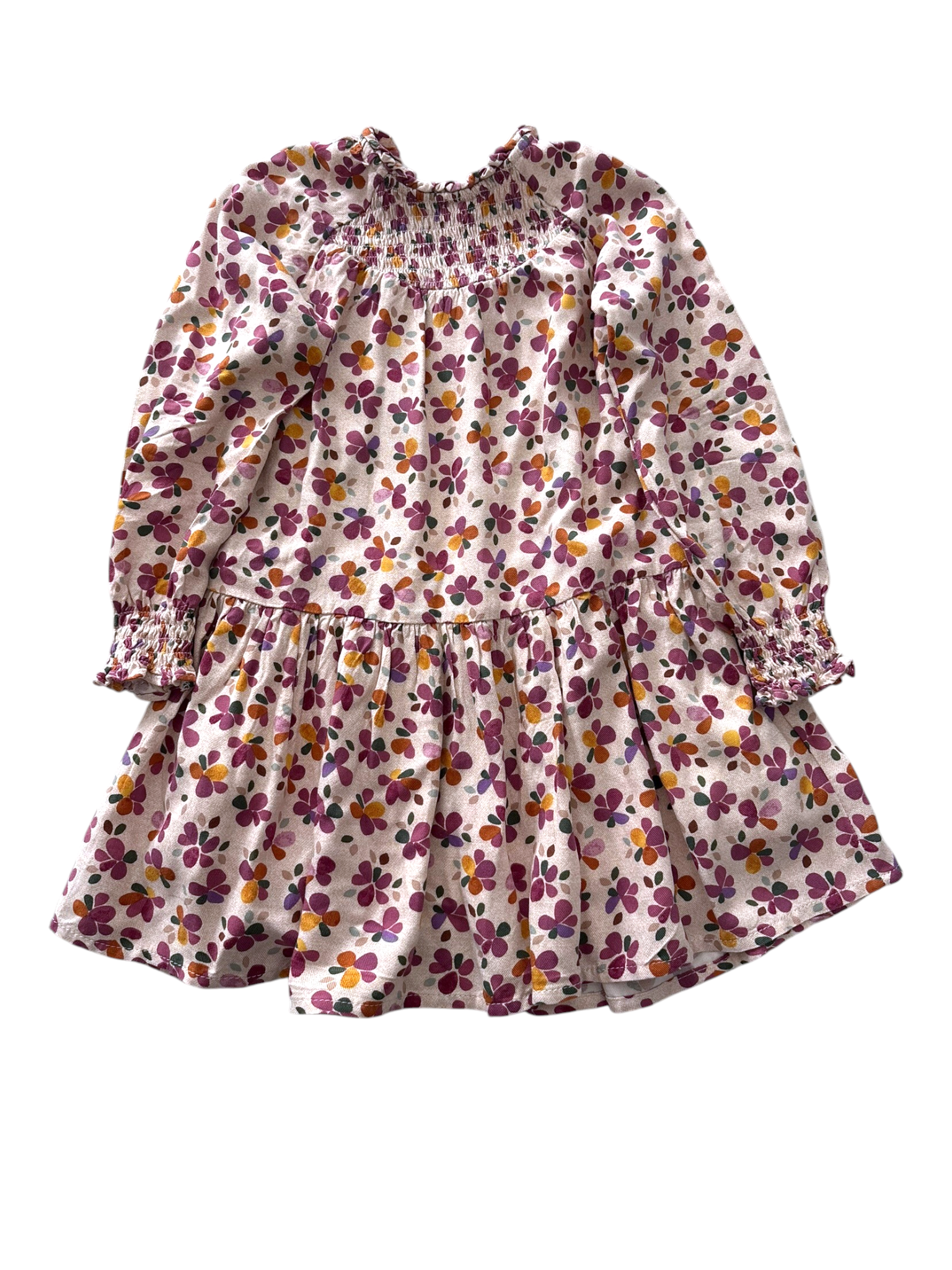 Mayoral Girl Multicolour Floral Cotton Smocked Dress, 4Y / 104 - second hand baby clothing