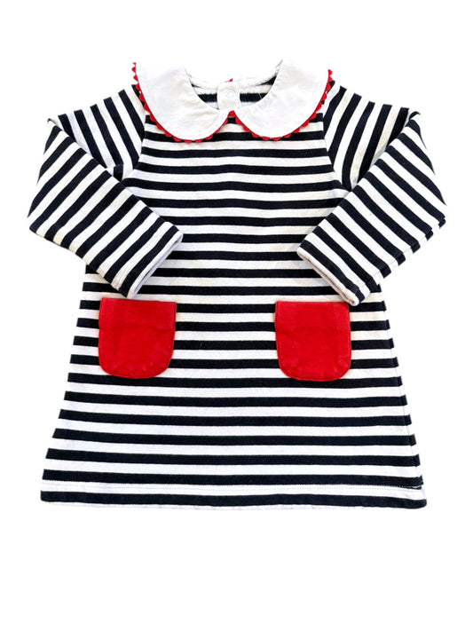 Jacadi Navy Stripe Fleece Dress (18M)
