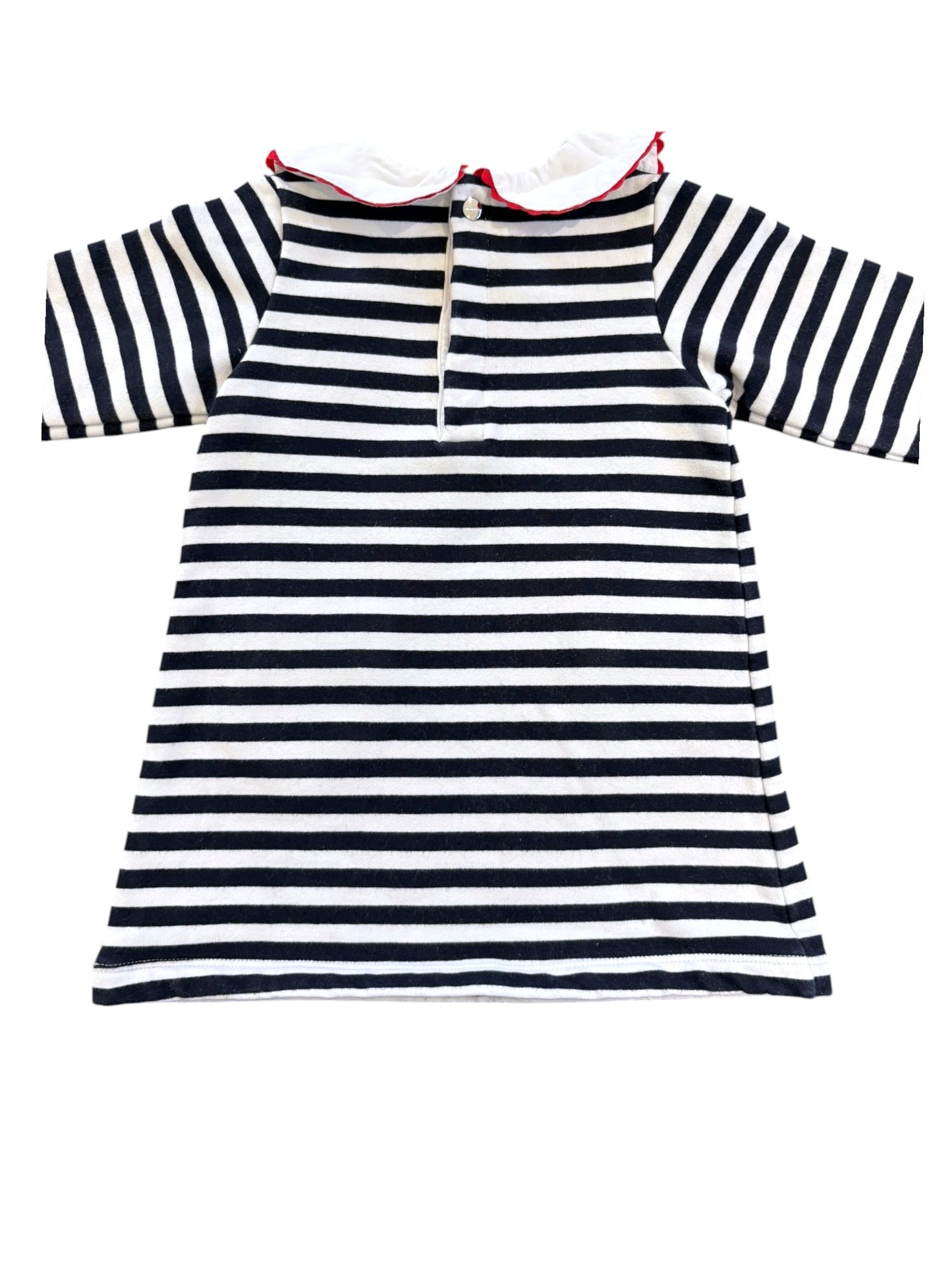 Jacadi Navy Stripe Fleece Dress size 18M - second hand baby clothing