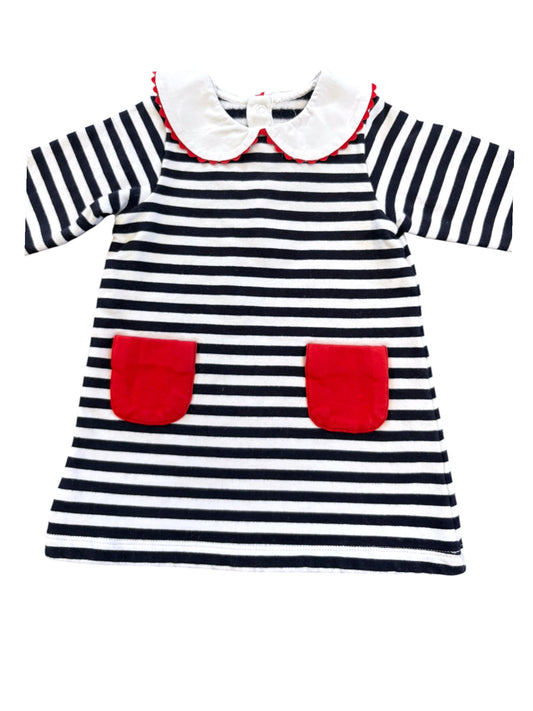 Jacadi Navy Stripe Fleece Dress (18M)
