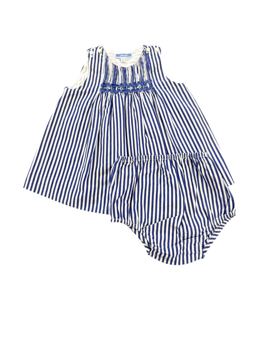 Jacadi Blue White Striped Smocked Dress (6M / 67cm)