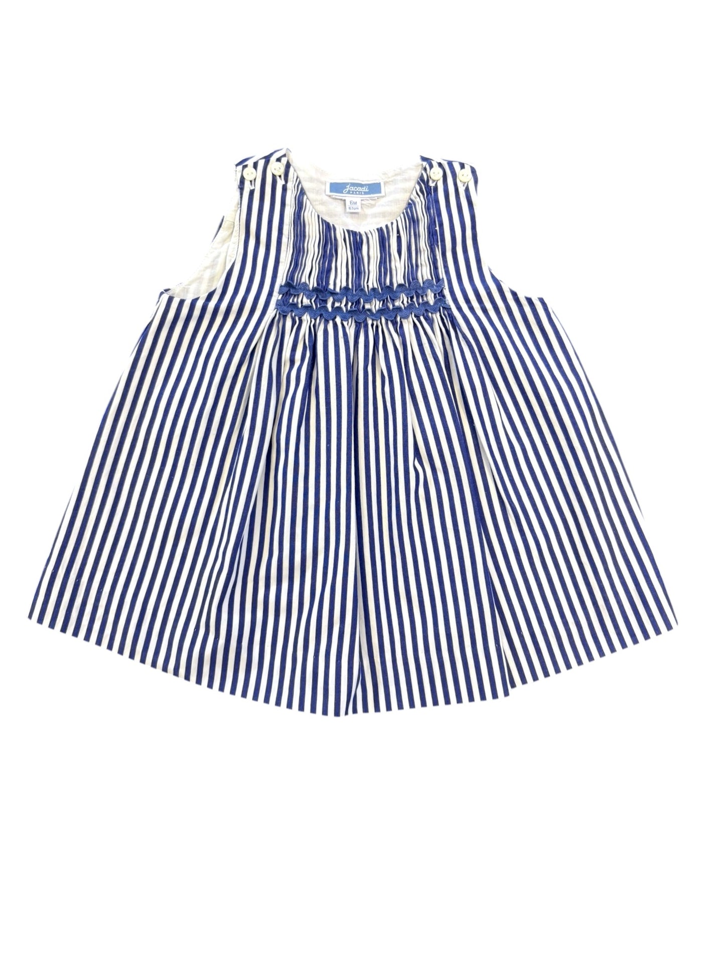 Robe smockée à rayures bleues et blanches Jacadi (6M / 67cm)