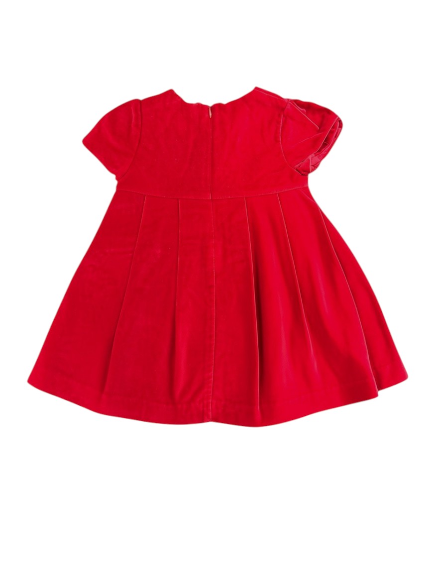 Jacadi Girls Red Velour Dress, 3Y / 96 - second hand baby clothing 