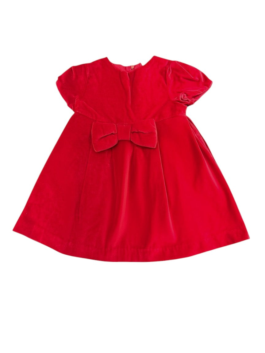 Jacadi Girls Red Velour Dress, 3Y / 96 - second hand baby clothing 