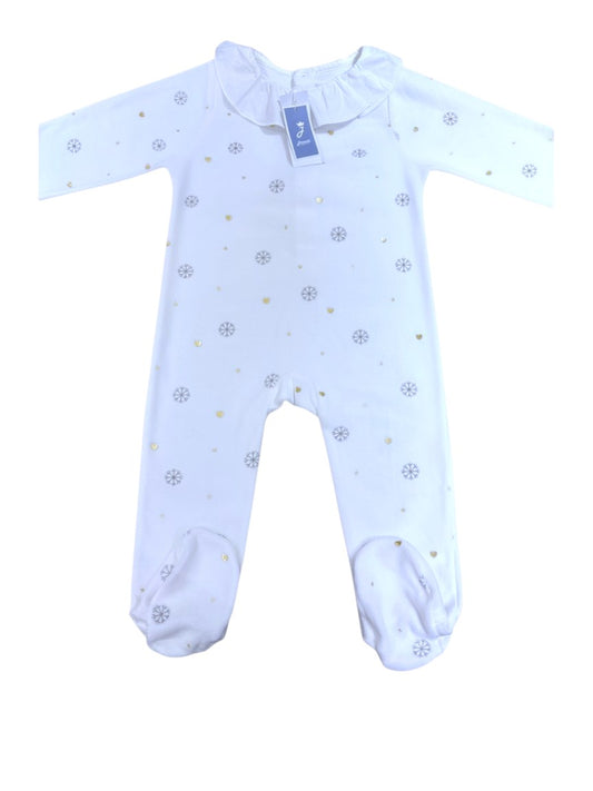 Jacadi White Snowflake Sleepsuit size 18M - second hand baby clothing