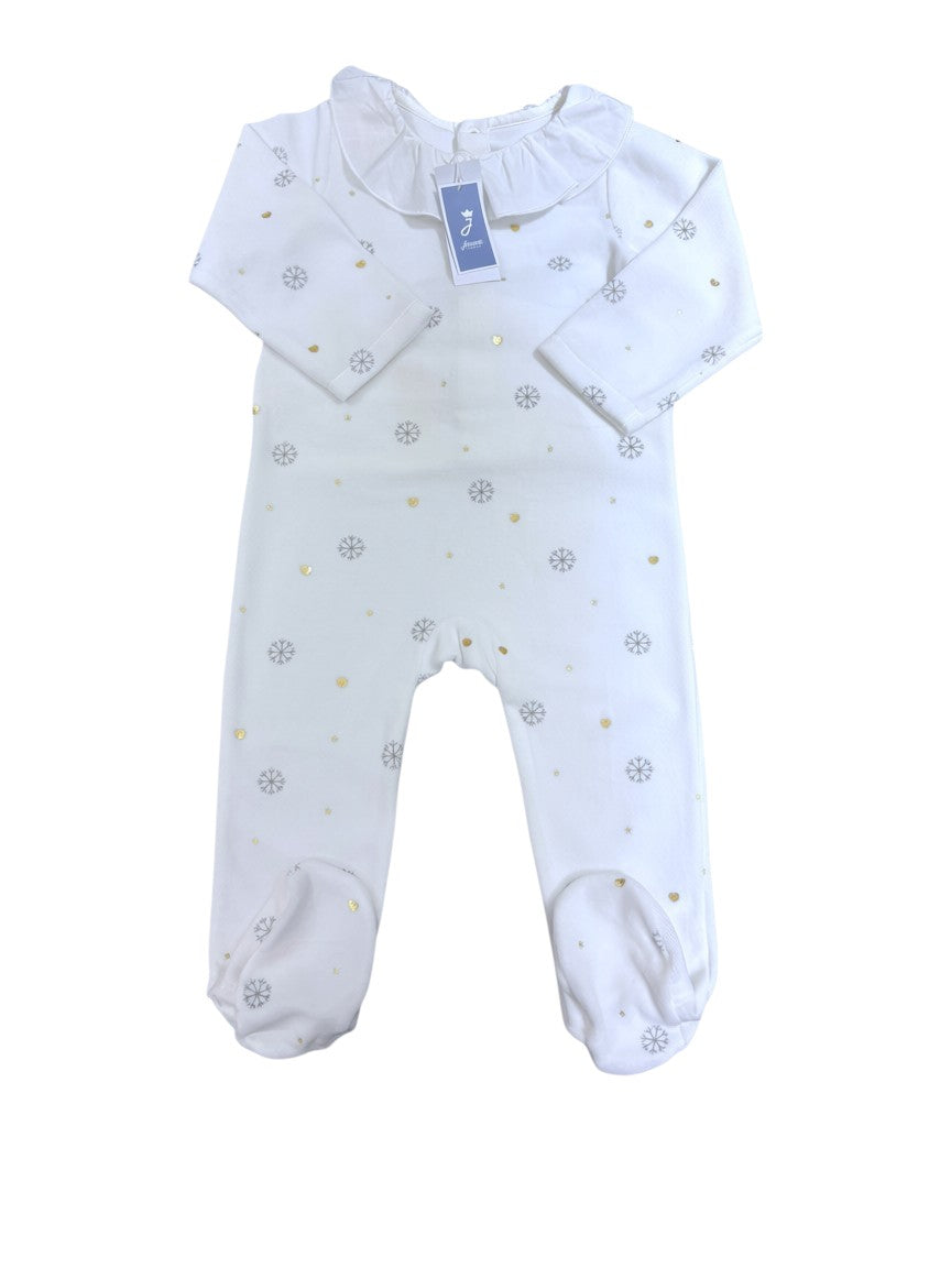 Jacadi White Snowflake Sleepsuit (18M)