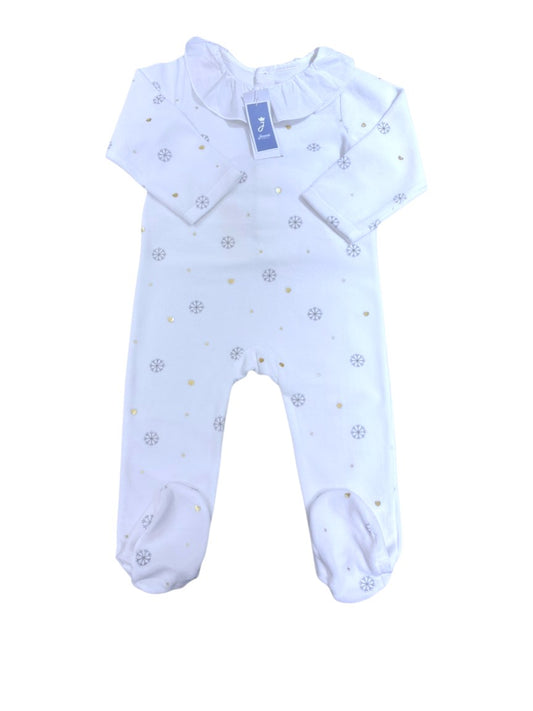Jacadi White Snowflake Sleepsuit size 18M - second hand baby clothing
