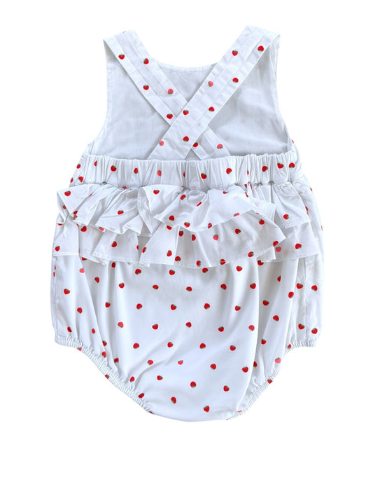 Jacadi White Strawberry Romper (6M)