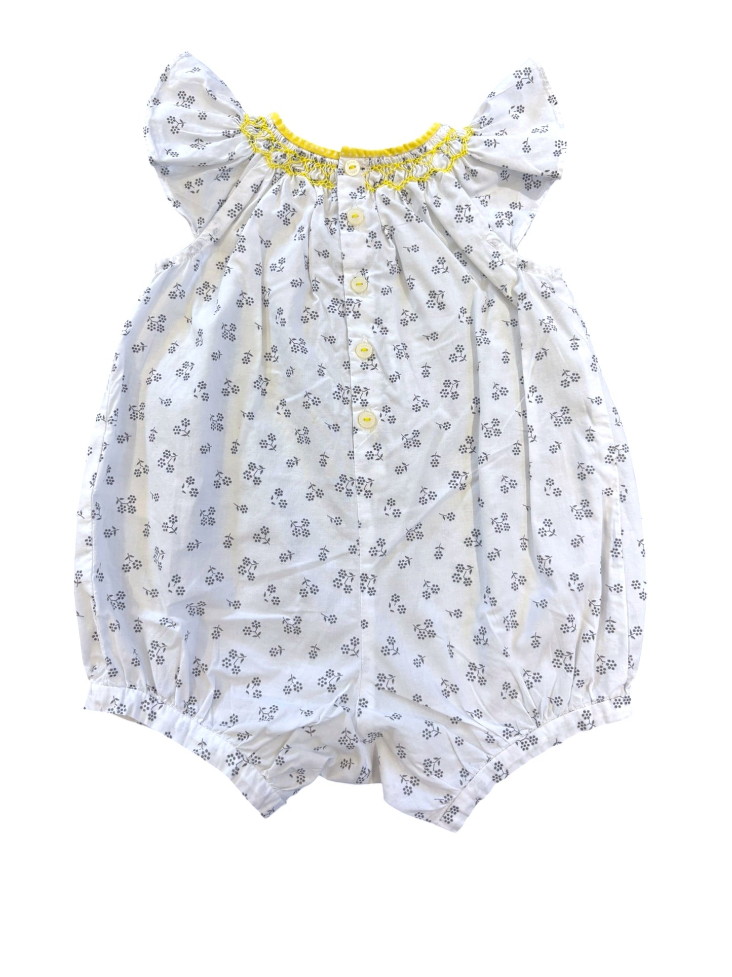 Barboteuse Jacadi blanche et jaune smockée (6 mois)