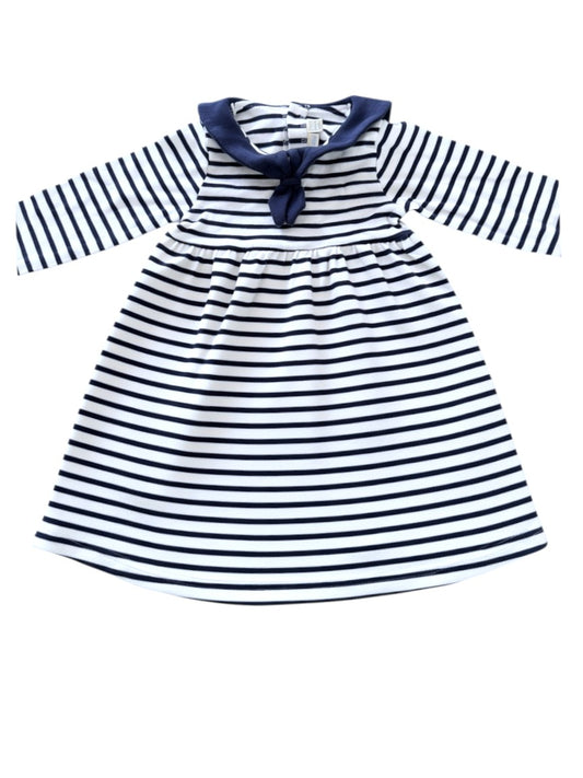 JoJo Maman Bébé Navy & White Striped Sailor Dress size 2-3Y - second hand baby clothing