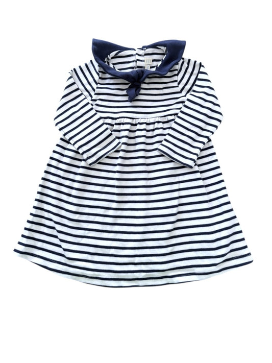 JoJo Maman Bébé Navy & White Striped Sailor Dress size 2-3Y - second hand baby clothing