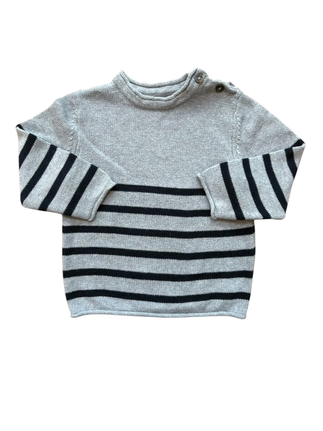 MNG Kinder Pullover für Jungen, grau-marine gestreift, Strick, 12-18 Monate