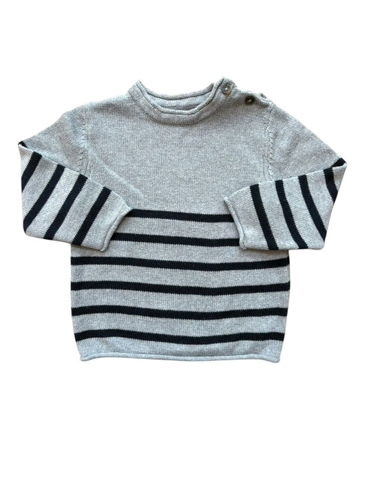 MNG Kinder Pullover für Jungen, grau-marine gestreift, Strick, 12-18 Monate