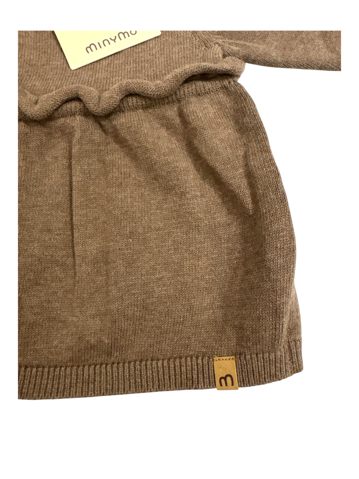 Minymo Girl Brown Knitted Peplum Cardigan, 3-9M