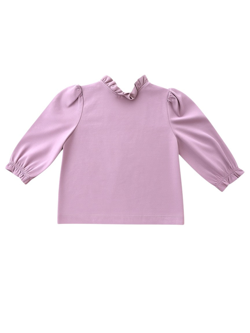 Minymo Girl Purple Lace Trim Long-Sleeve Blouse, 3M, 9M