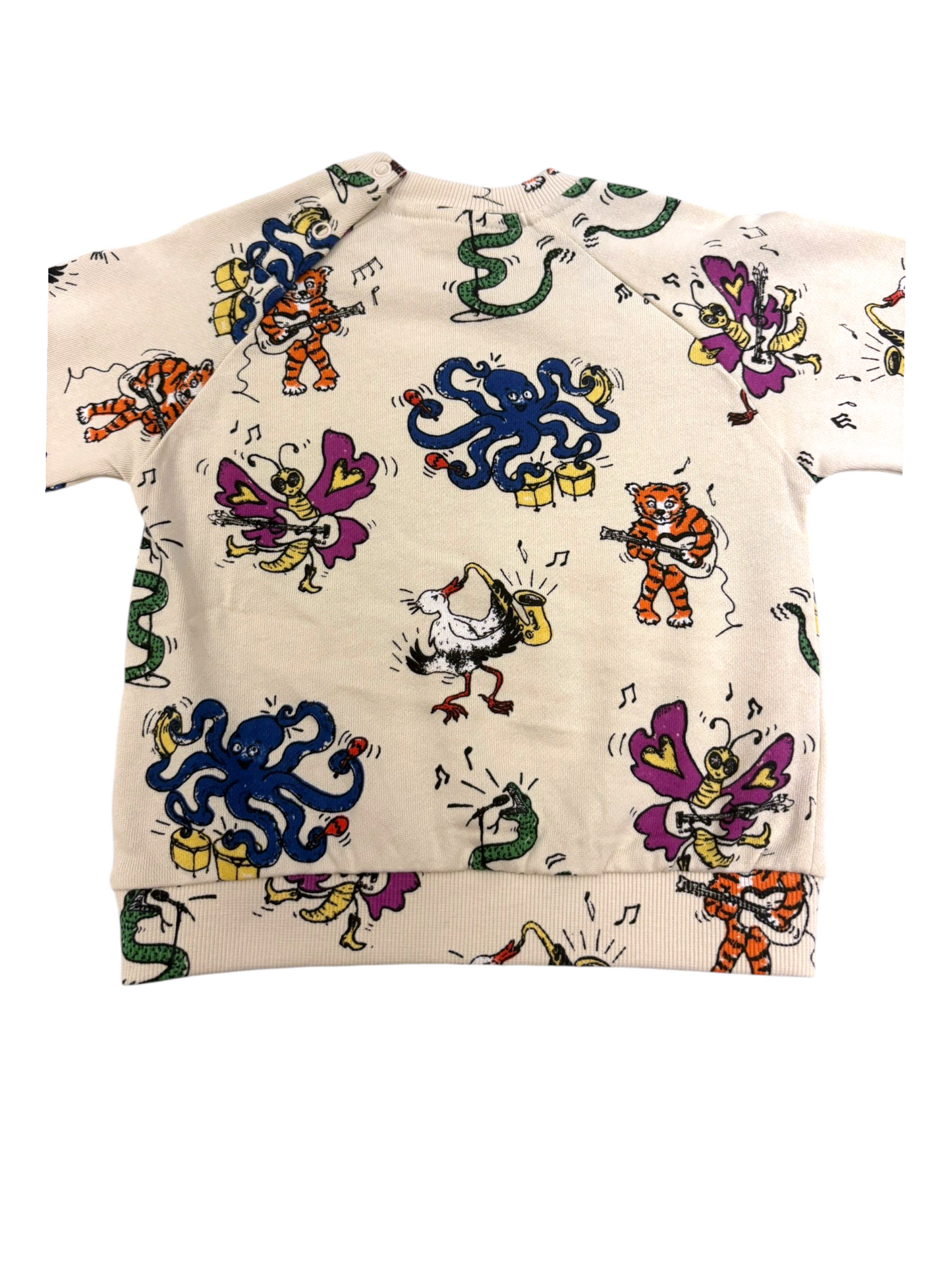 Molo Unisex Beige Musical Animals Cotton Sweatshirt, 12M / 80