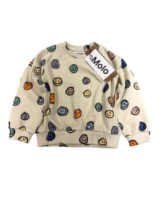 Molo Unisex Beige Smiley Face Cotton Sweatshirt, 18M / 86