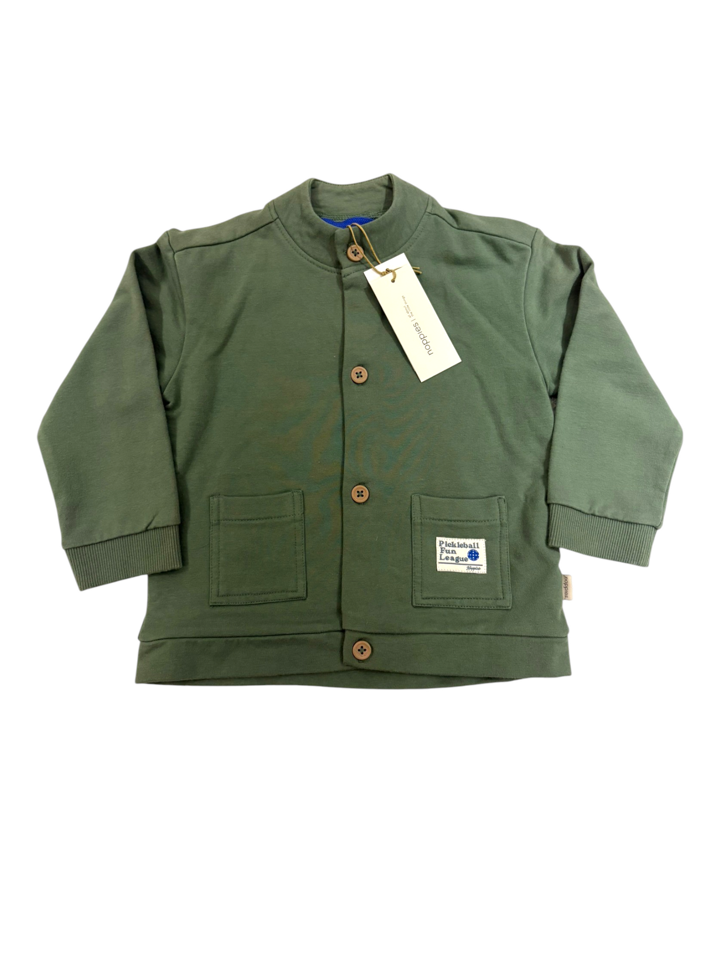 Noppies Boy Green Pickleball Cotton Bomber Jacket, 6-24M