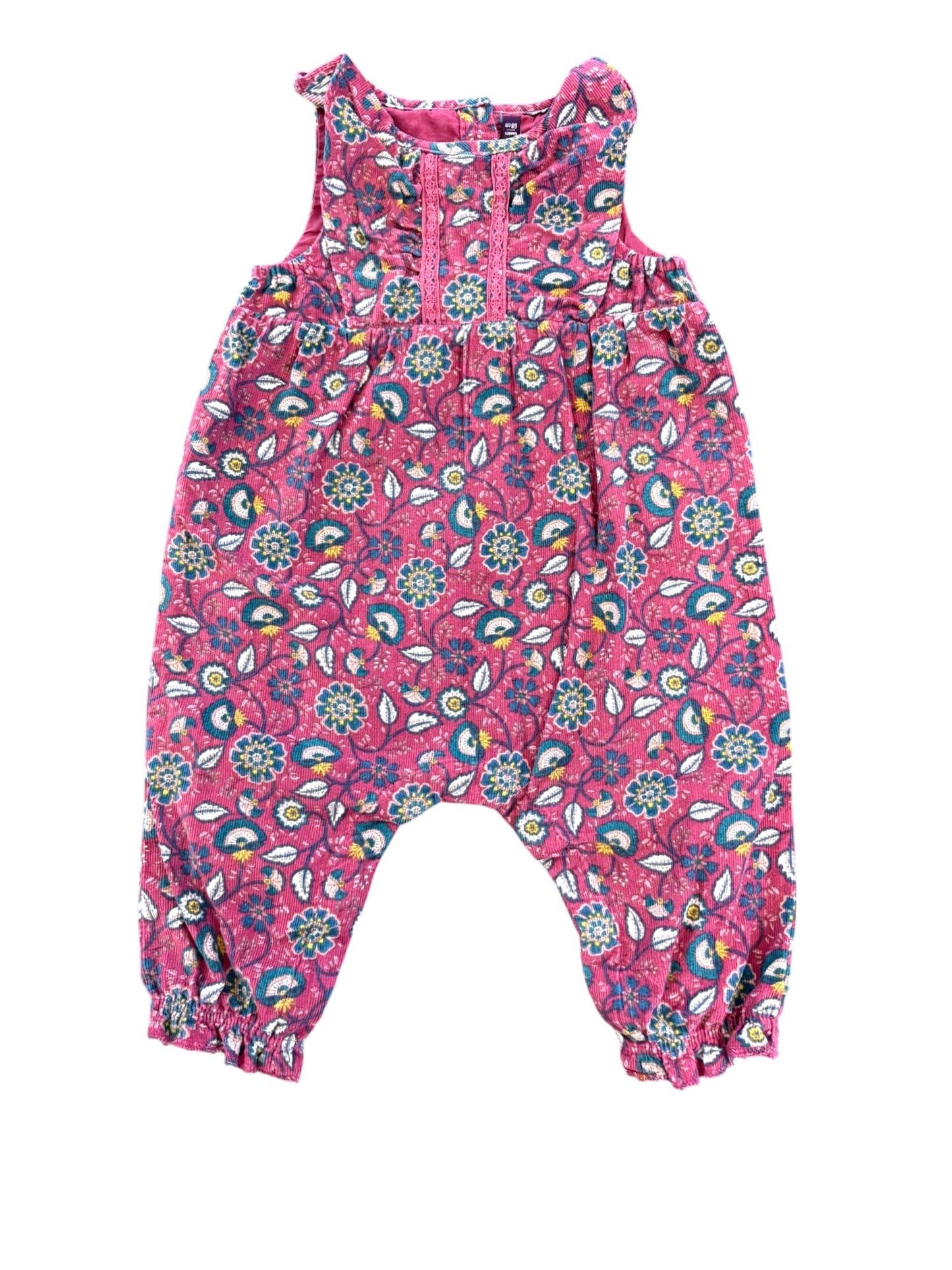 Sergent Major Purple Floral Corduroy Romper size 6M - second hand baby clothing