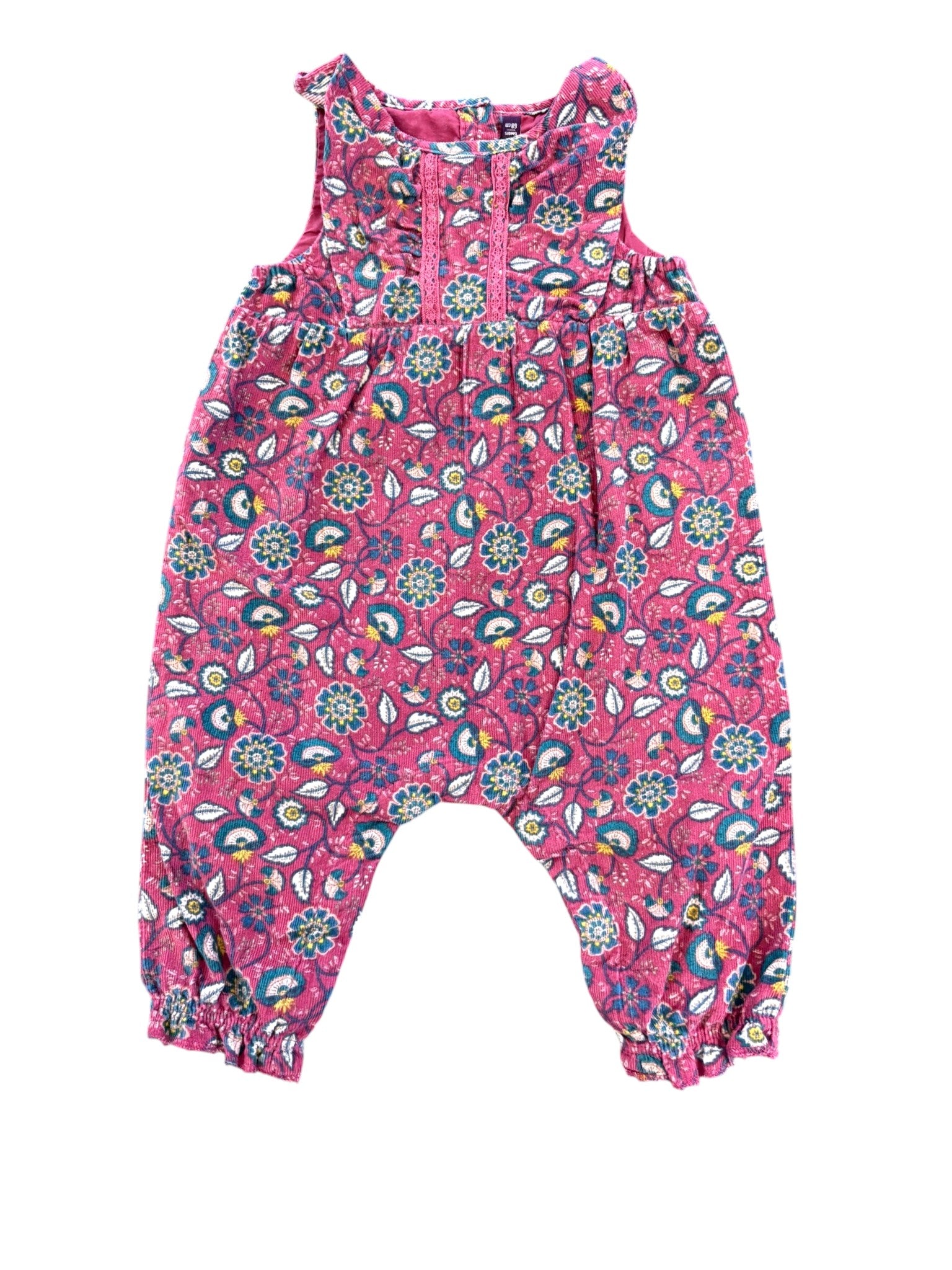 Sergent Major Purple Floral Corduroy Romper size 6M - second hand baby clothing