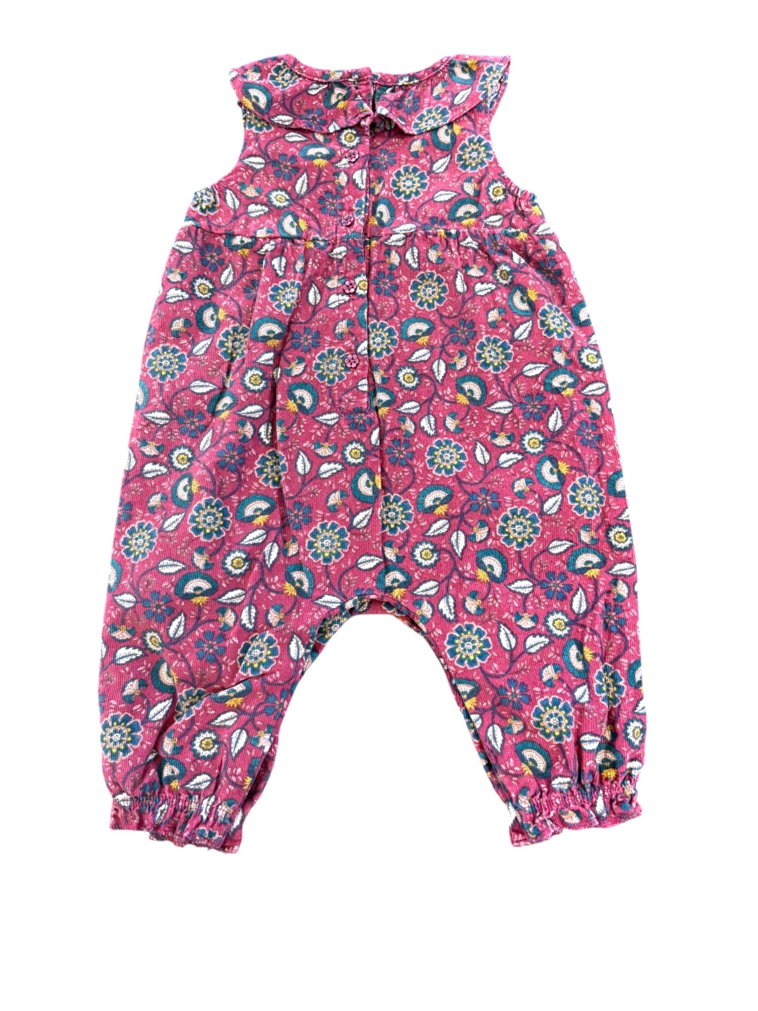 Sergent Major Purple Floral Corduroy Romper size 6M - second hand baby clothing